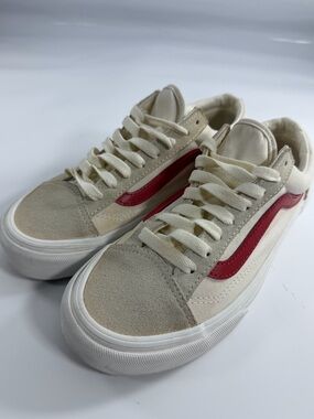 Vans Old Skool Cream Red Suede Canvas Sneakers Women’s 8 Men’s 6.5